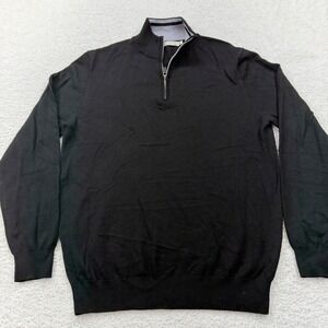 Collars & Co Australian Merino Wool Quarter Zip Pullover Sweater Mens M Black